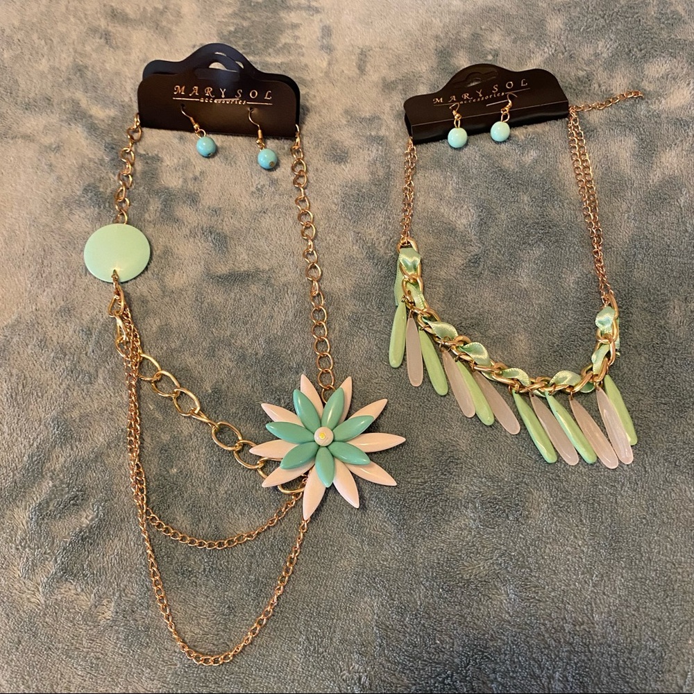 2 for 1 necklaces with matching earrings